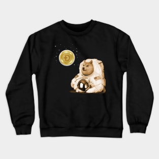 Dogecoin to the Moon Doge Astronaut and Coin Moon Crewneck Sweatshirt